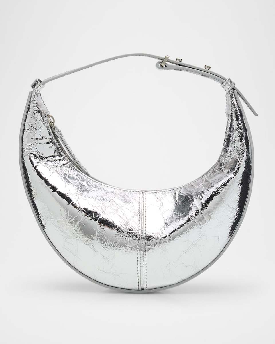 Slide Mini Crinkled Metallic Leather Shoulder Bag